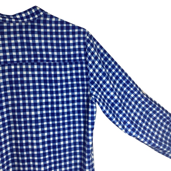 Hutch Blue and White Gingham Shirt Dress Fold Over Sleeve - Picture 5 of 7